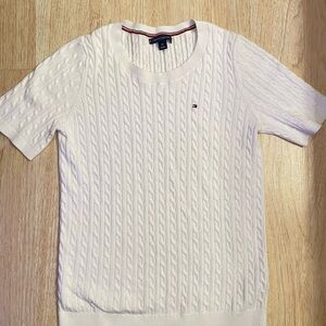 Tommy Hilfiger Ivory Cable Knit Short Sleeve Sweater
